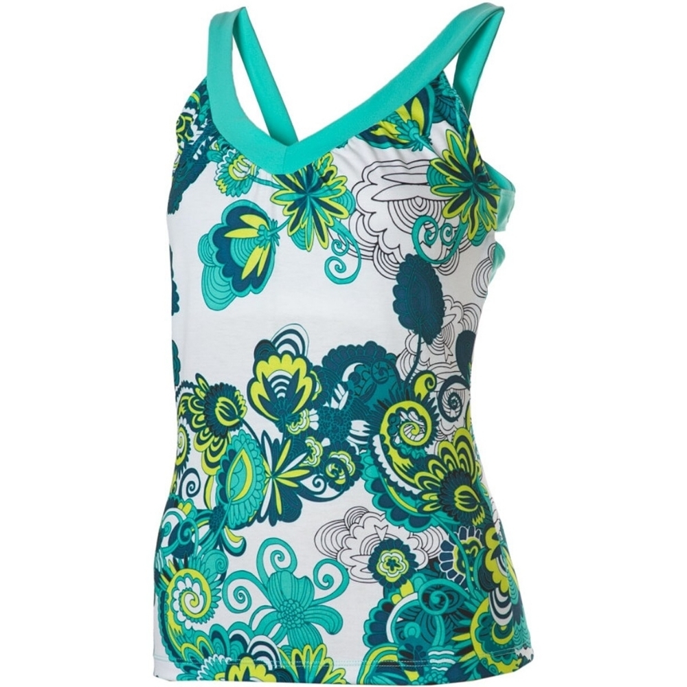 PRANA Shiloh Tank Top With Shelf Bra Floral Pattern Size Large